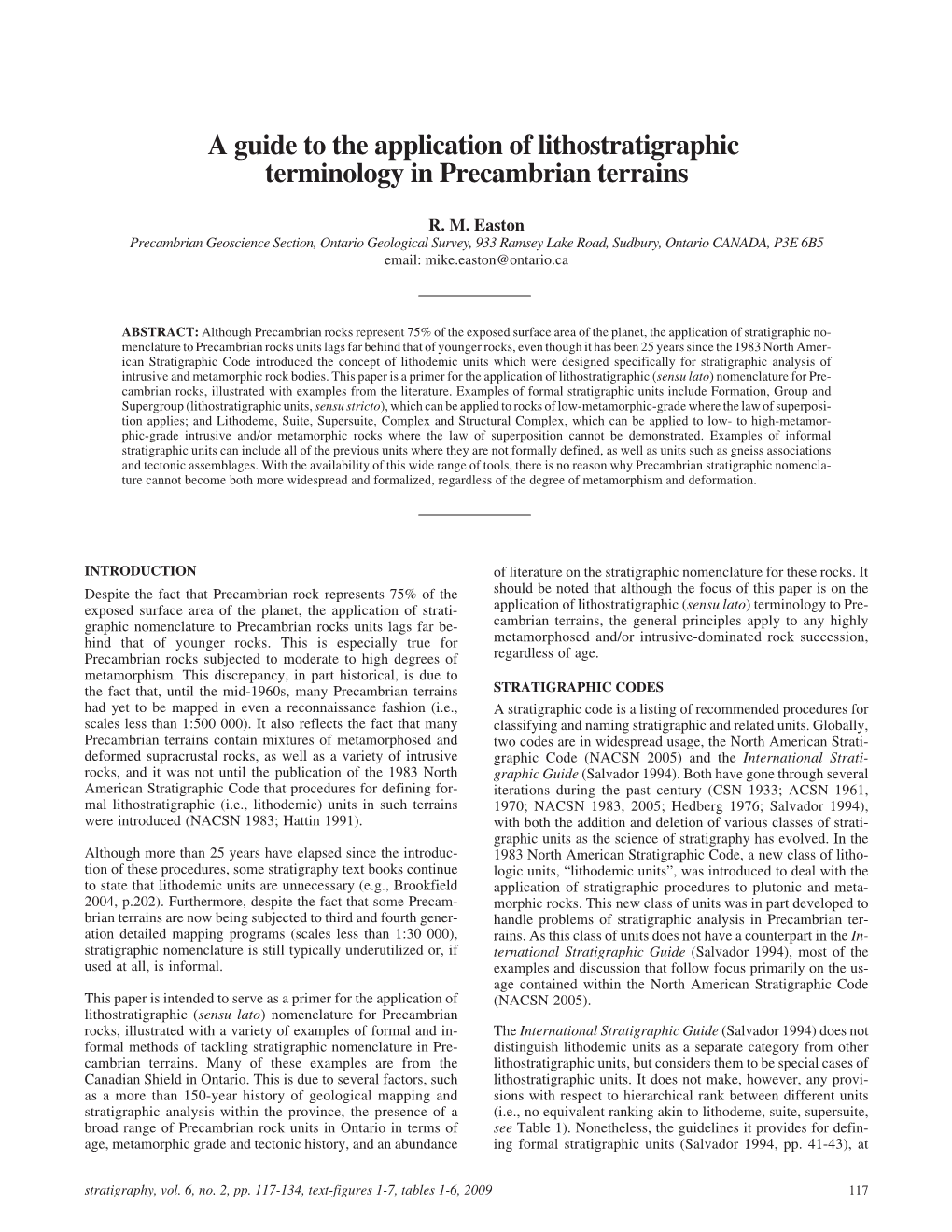 A Guide to the Application of Lithostratigraphic Terminology in Precambrian Terrains