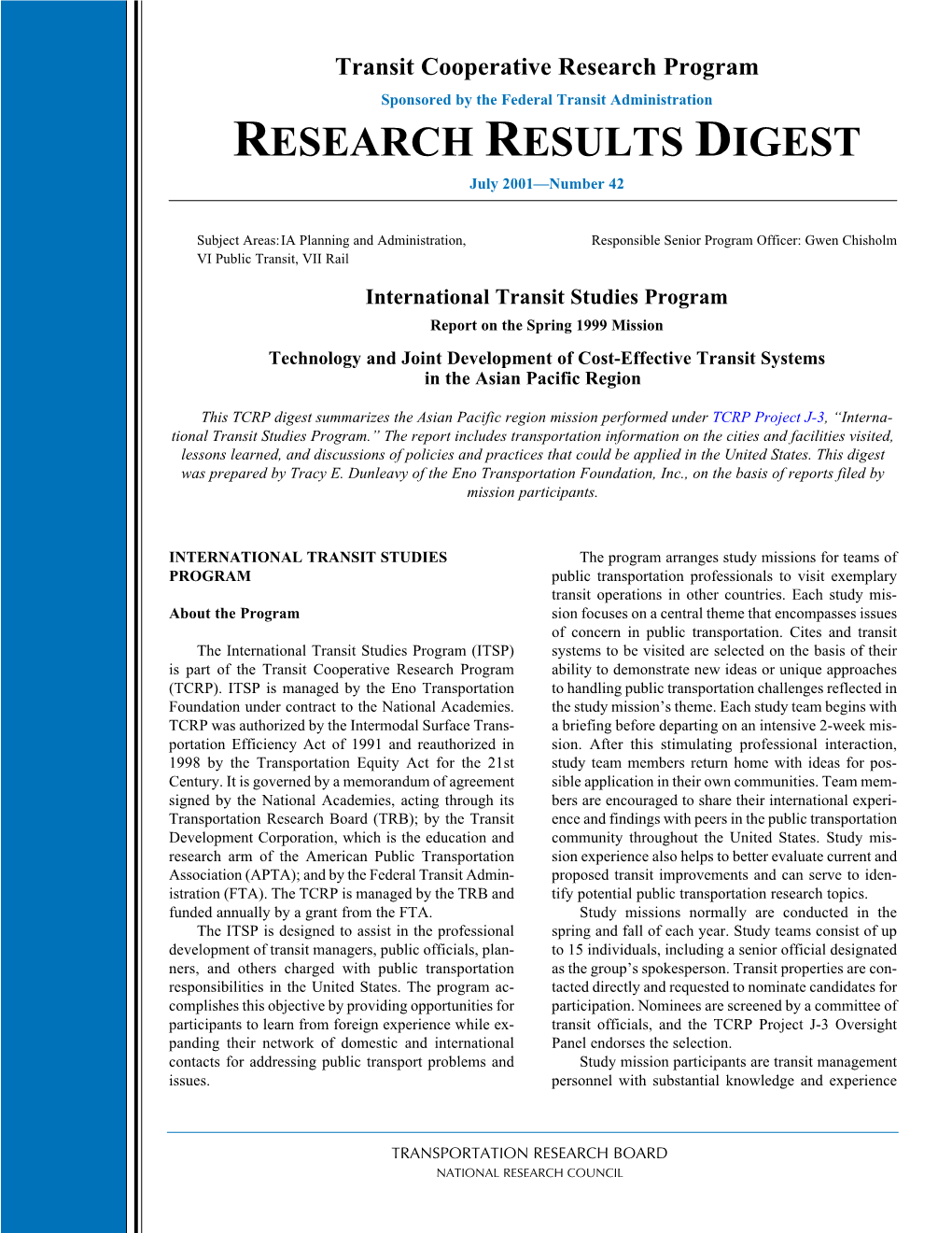 TCRP RRD No. 42-Technology and Joint Development of Cost-Effective