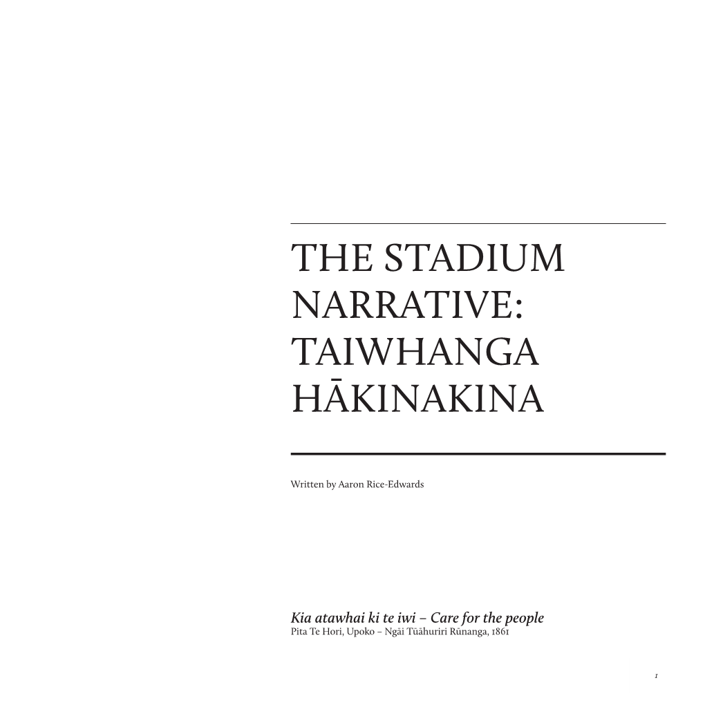 The Stadium Narrative: Taiwhanga Hākinakina