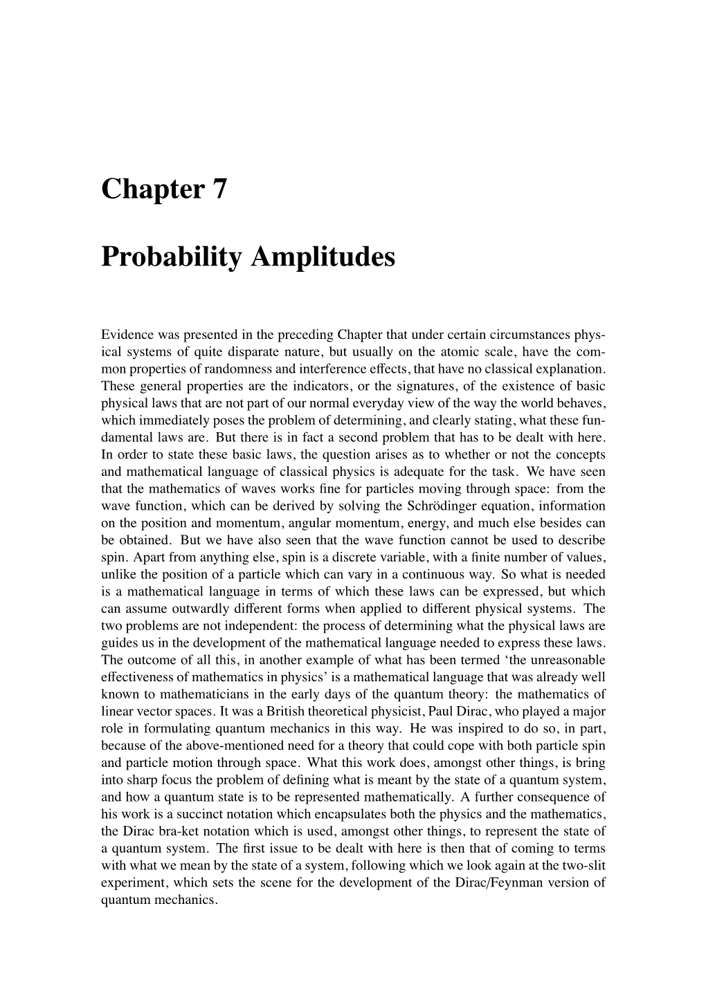 Chapter 7 Probability Amplitudes 64