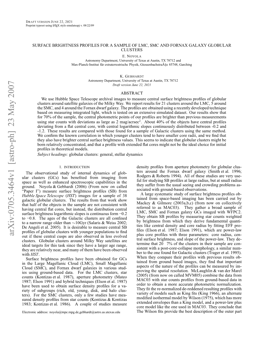 Arxiv:0705.3464V1