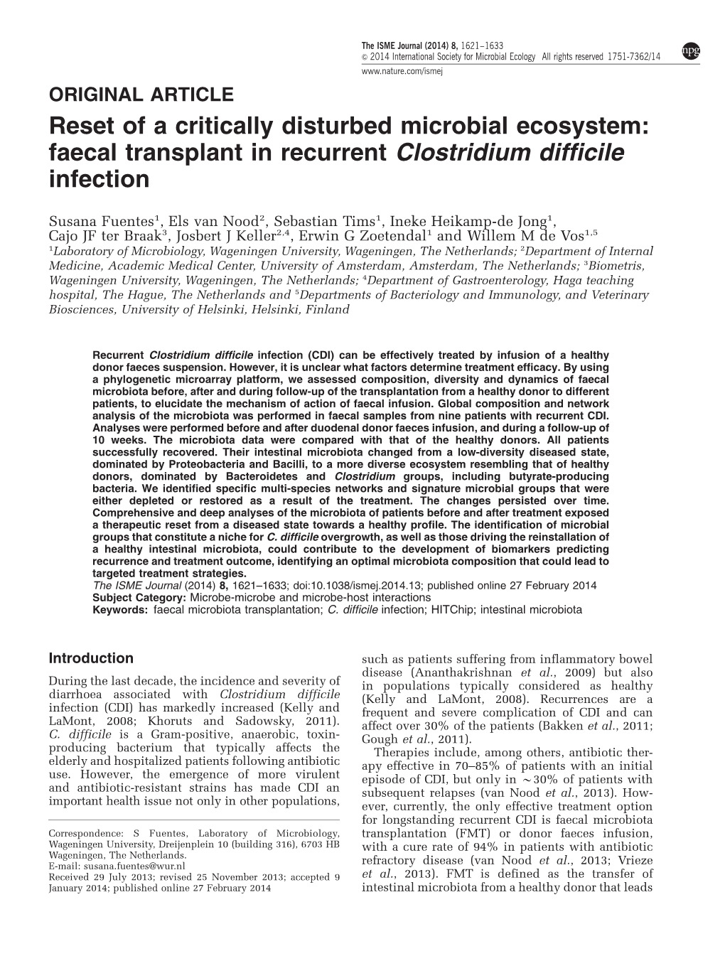 Faecal Transplant in Recurrent Clostridium Difficile Infection
