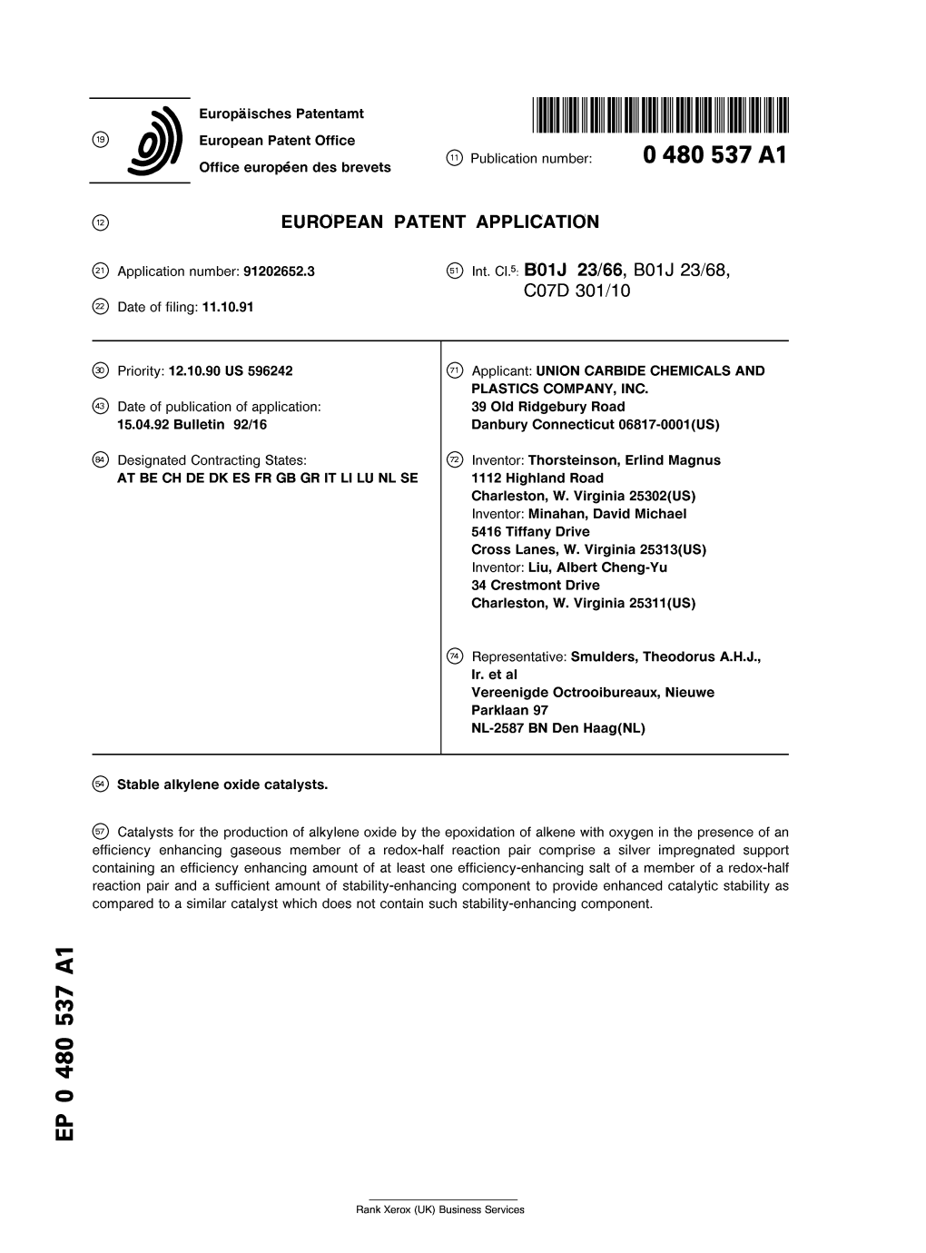 Stable Alkylene Oxide Catalysts