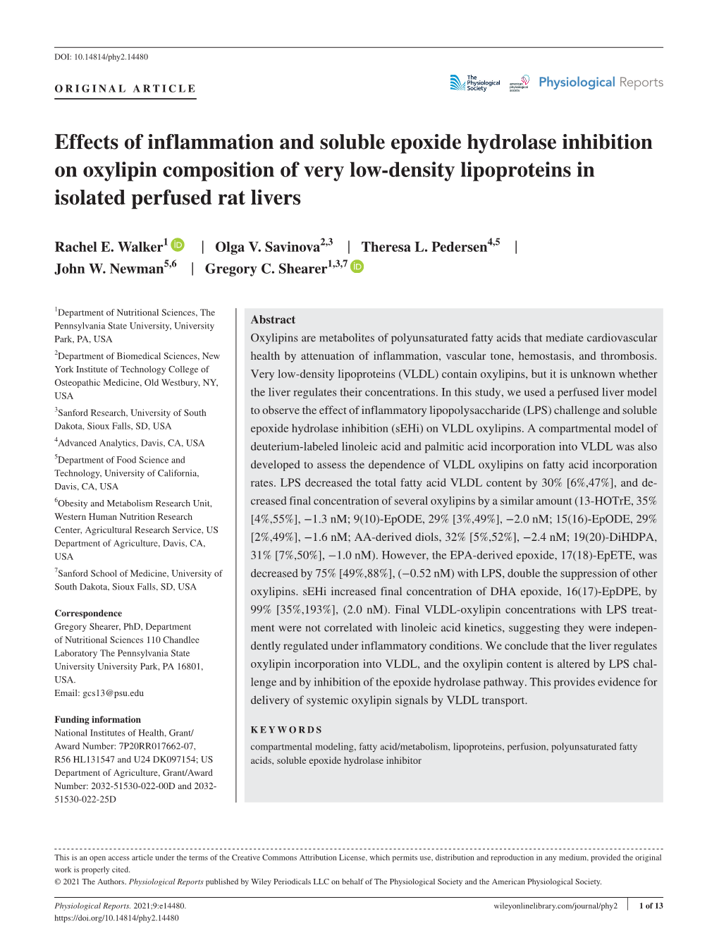 Effects of Inflammation and Soluble Epoxide Hydrolase Inhibition on Oxylipin Composition of Very Low-Density Lipoproteins in Isolated Perfused Rat Livers