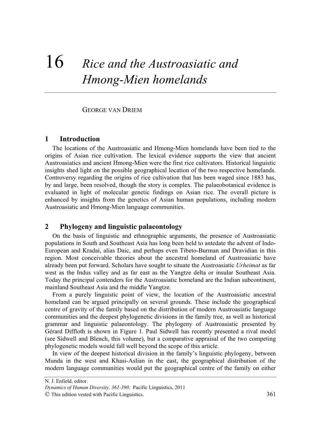 Rice and the Austroasiatic and Hmong-Mien Homelands