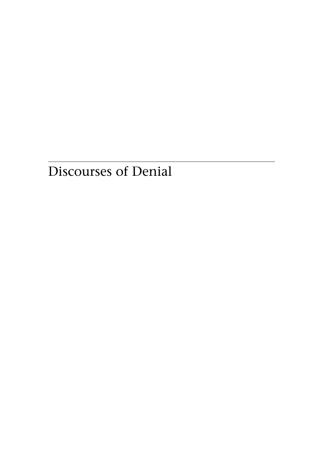 Discourses of Denial