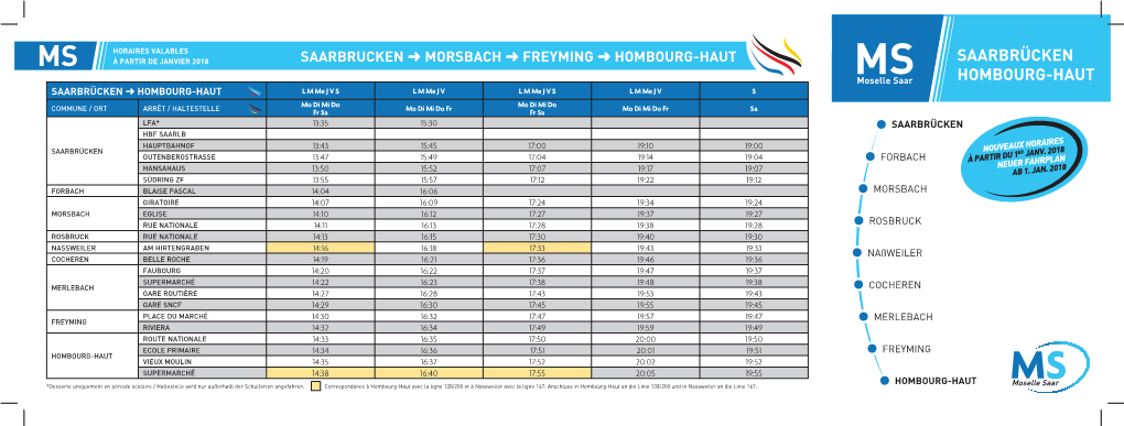 SAARBRÜCKEN HOMBOURG-HAUT SAARBRÜCKEN ➜ HOMBOURG-HAUT L M Me J V S L M Me J V L M Me J V S L M Me J V S