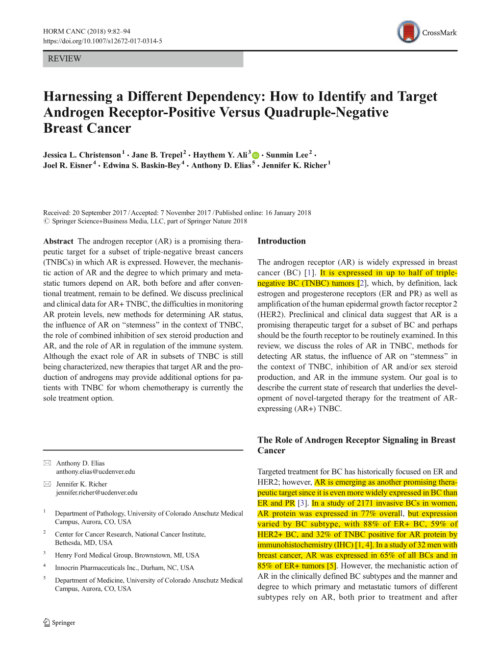 Harnessing a Different Dependency: How to Identify and Target Androgen Receptor-Positive Versus Quadruple-Negative Breast Cancer