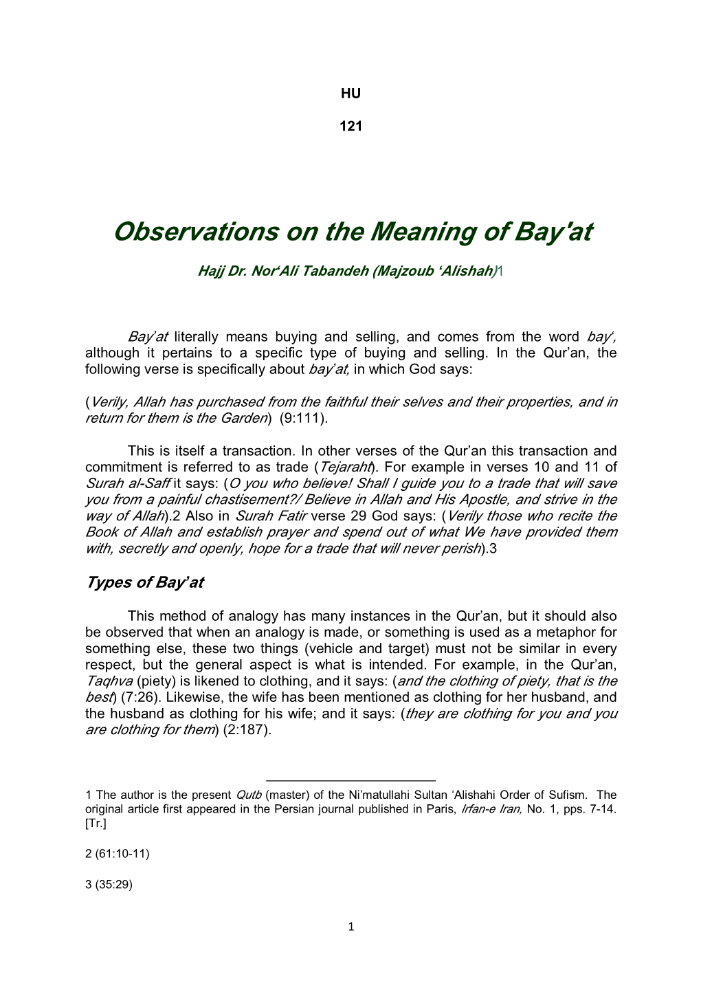 Observations on the Meaning of Bayat