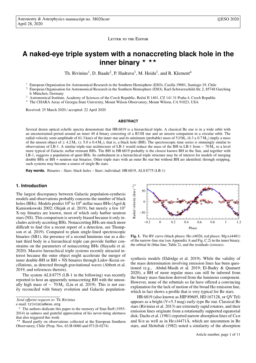 A Naked-Eye Triple System with a Nonaccreting Black Hole in the Inner Binary ? ??