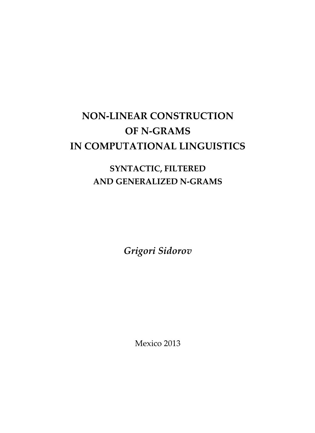 Non-Linear Construction of N-Grams in Computational Linguistics