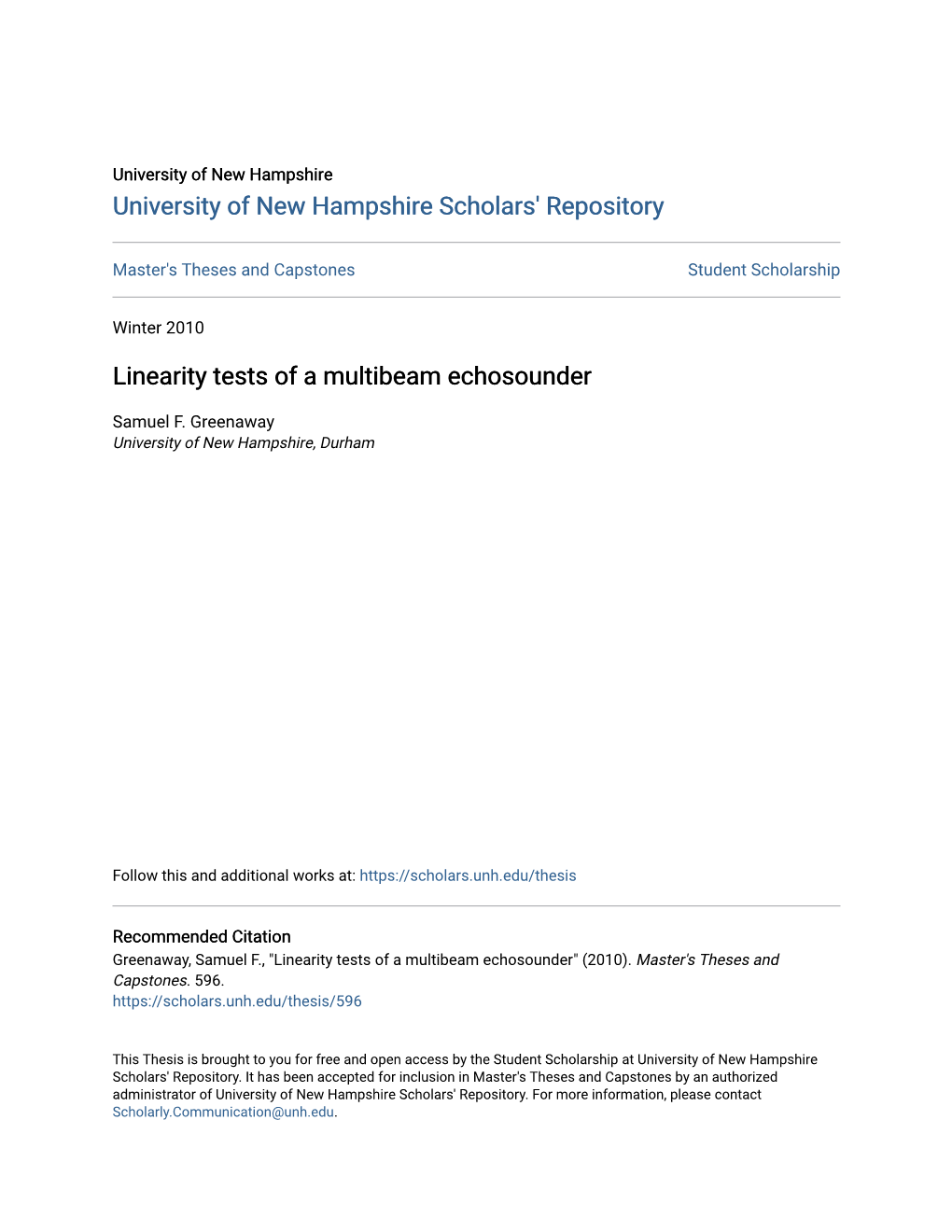 Linearity Tests of a Multibeam Echosounder