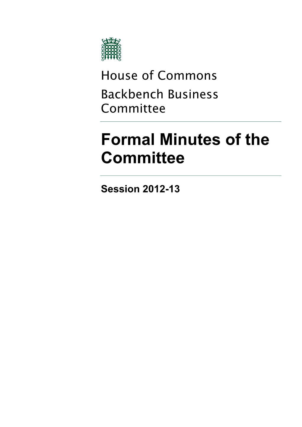 Formal Minutes of the Committee