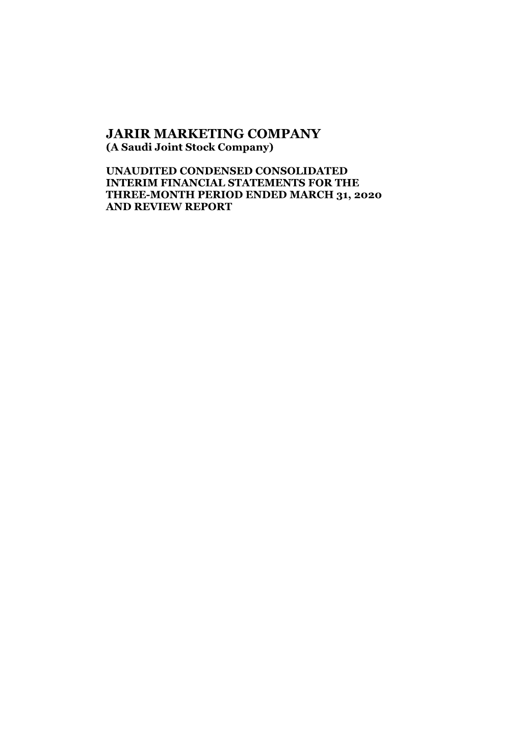 JARIR MARKETING COMPANY (A Saudi Joint Stock Company)