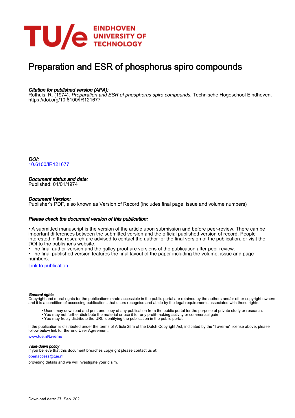 Preparation and ESR of Phosphorus Spiro Compounds