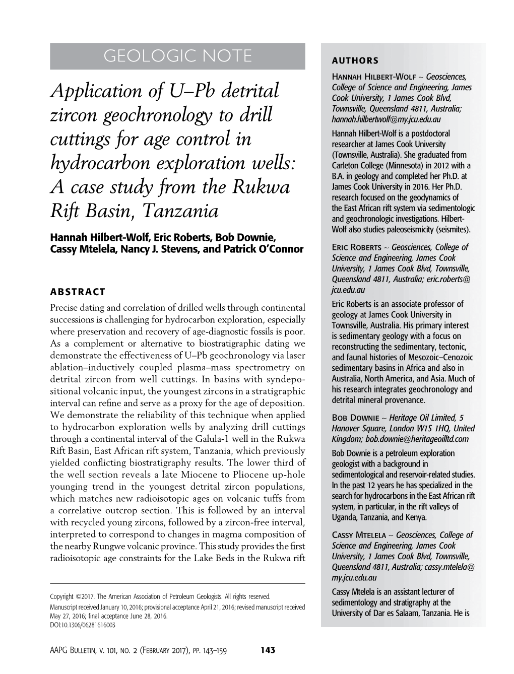 Application of U–Pb Detrital Zircon Geochronology to Drill Cuttings for Age Control in Hydrocarbon Exploration Wells