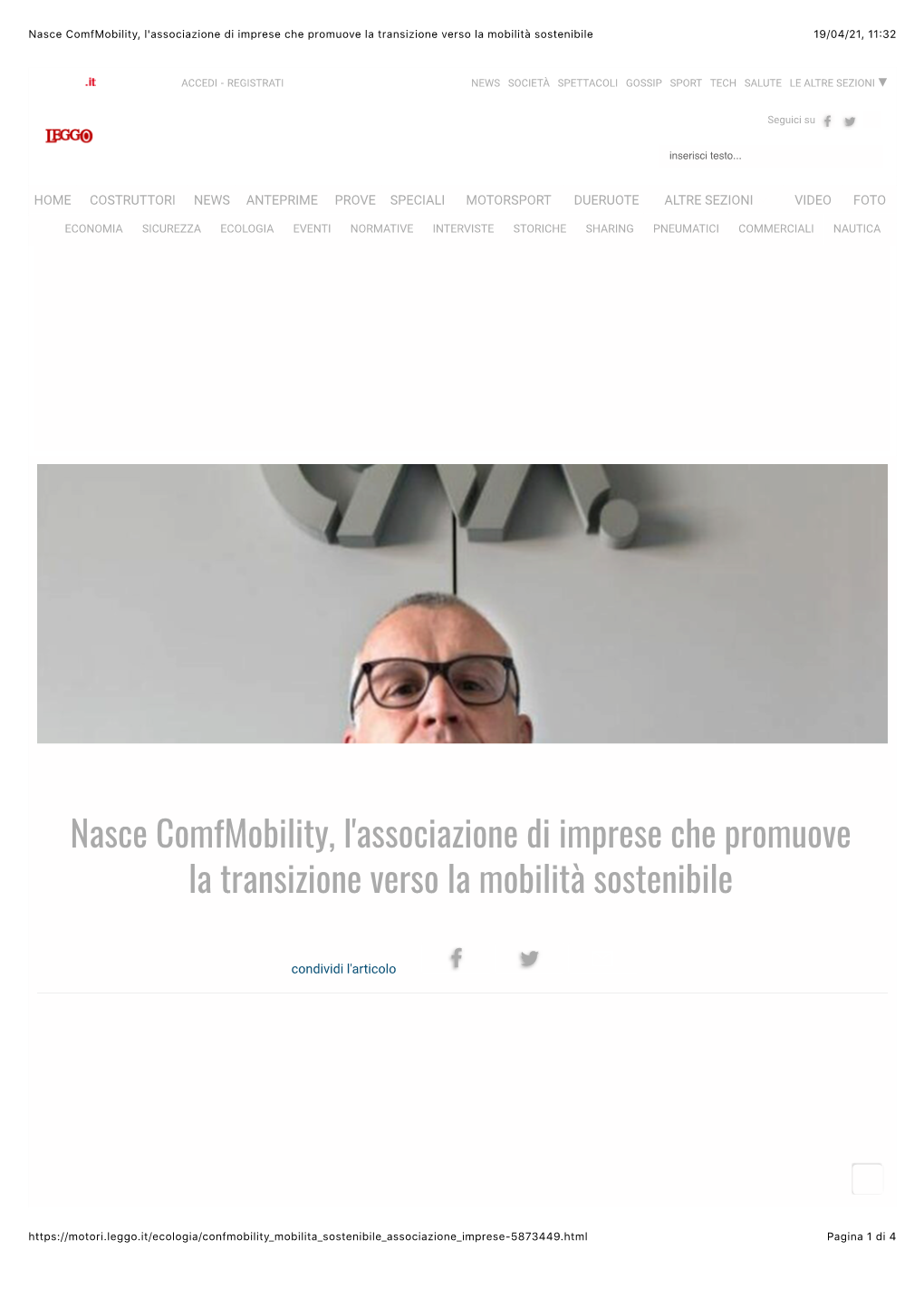 Nasce Comfmobility, L'associazione Di Imprese Che Promuove La Transizione Verso La Mobilità Sostenibile 19/04/21, 11:32