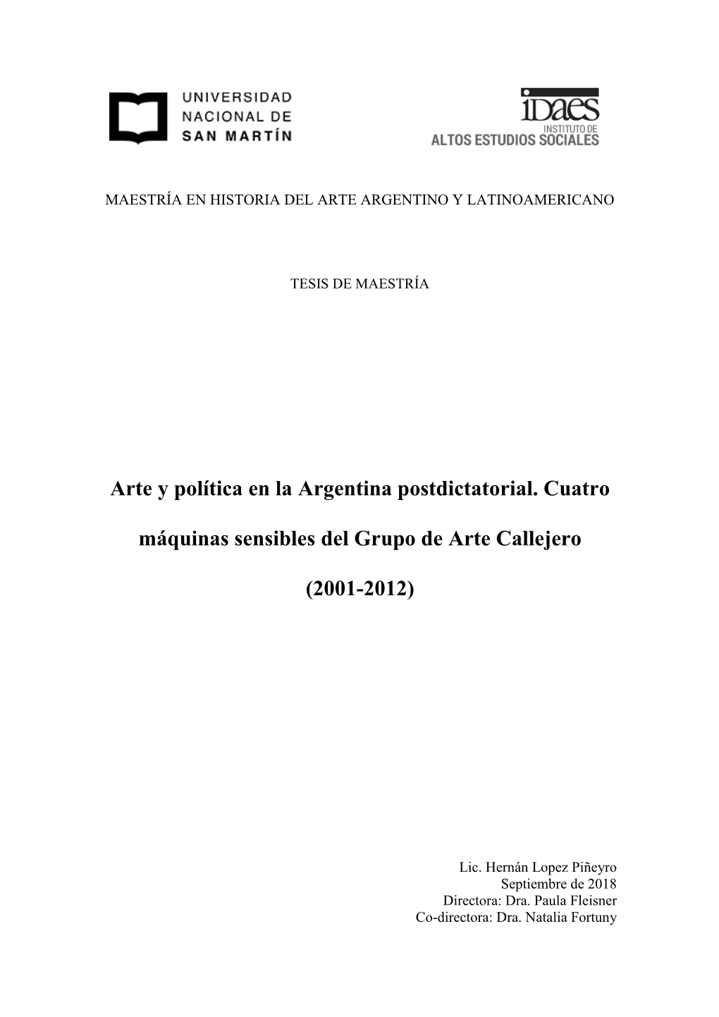 Arte Y Política En La Argentina Postdictatorial