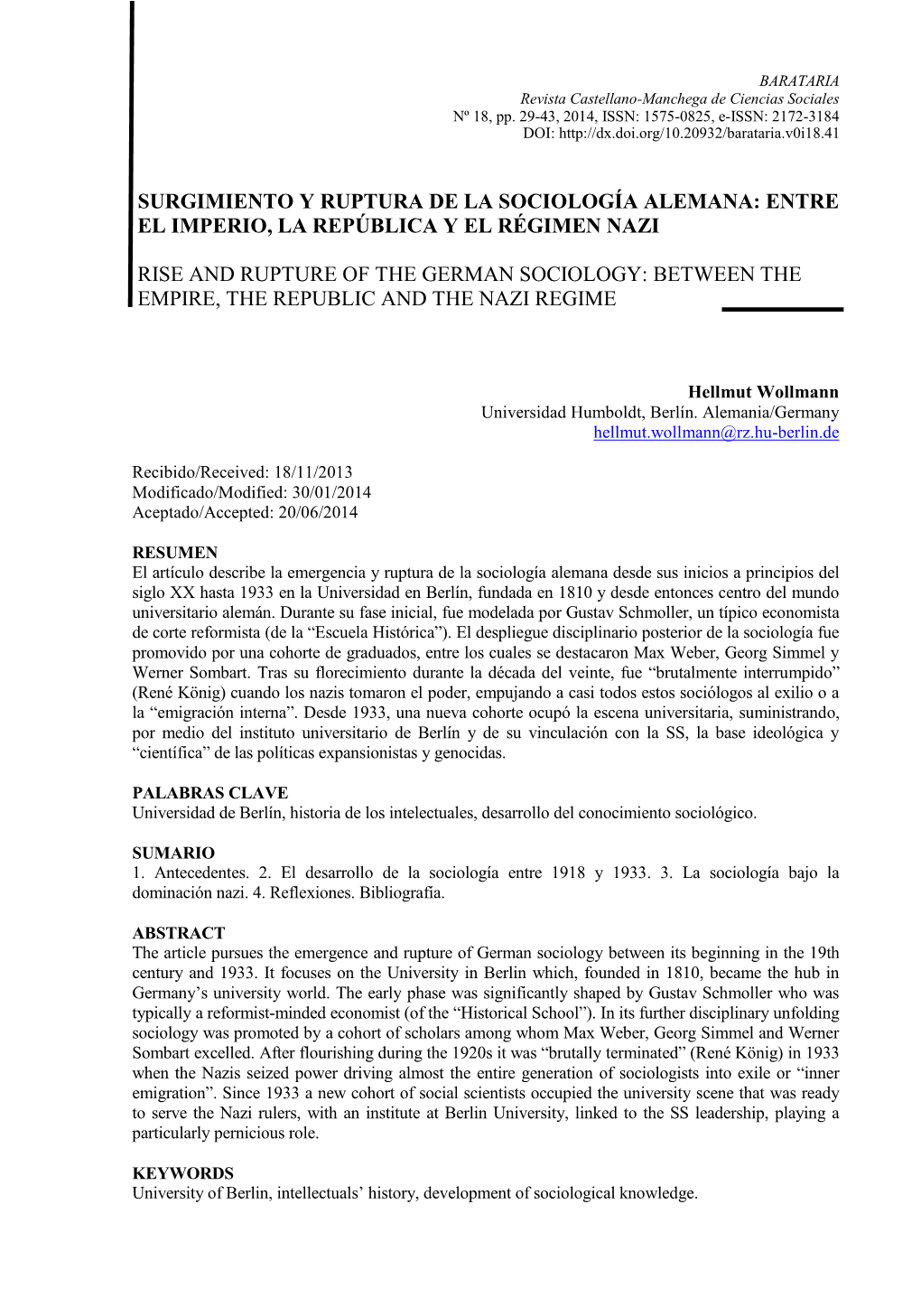 El Surgimiento Y Ruptura De La Sociología Alemana