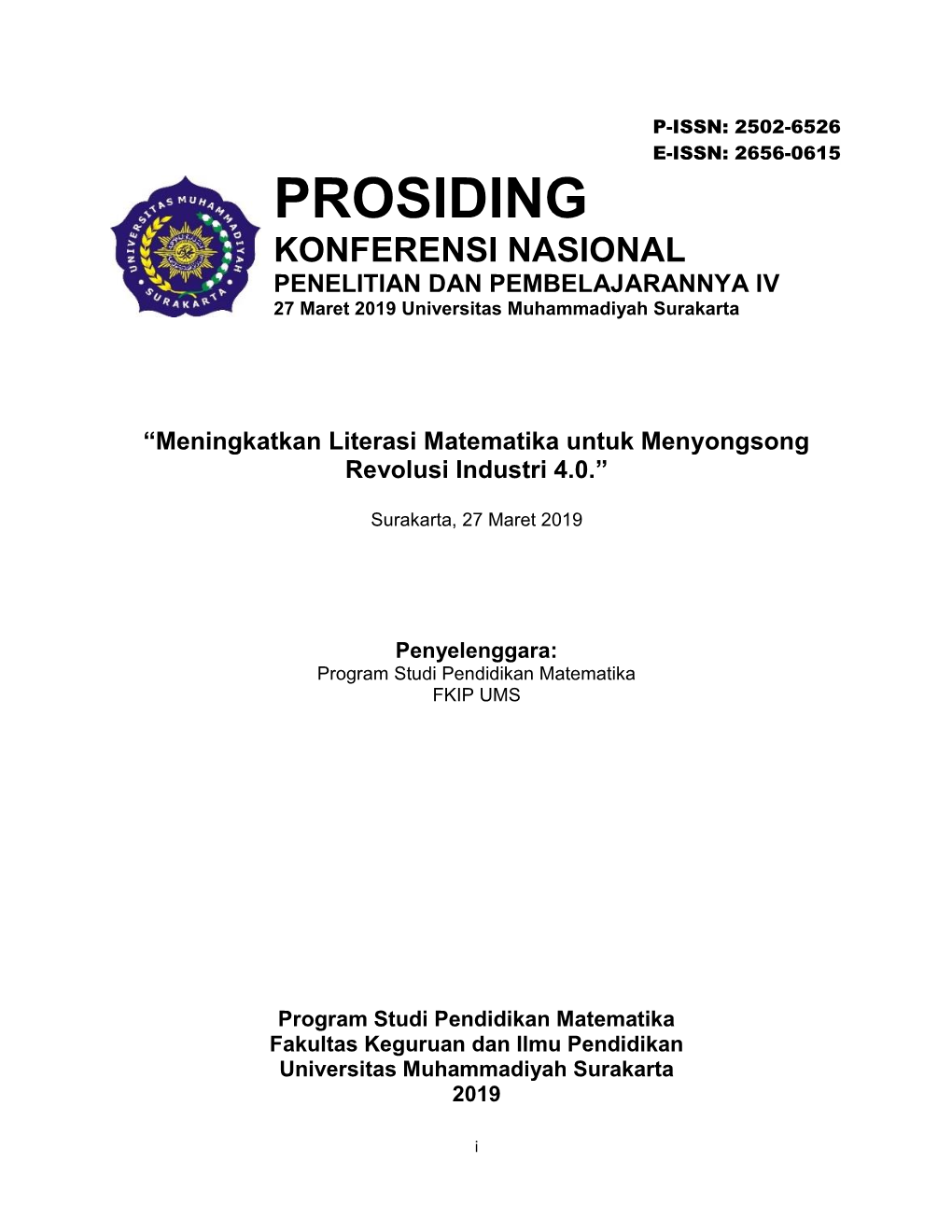 PROSIDING KONFERENSI NASIONAL PENELITIAN DAN PEMBELAJARANNYA IV 27 Maret 2019 Universitas Muhammadiyah Surakarta