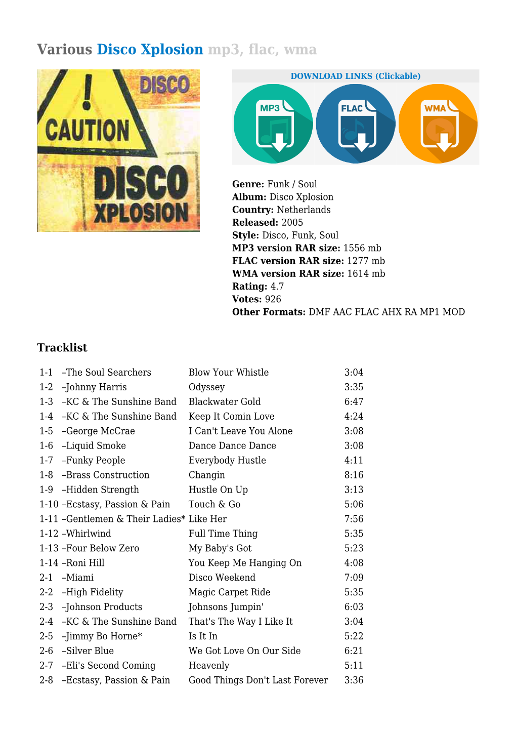 Various Disco Xplosion Mp3, Flac, Wma