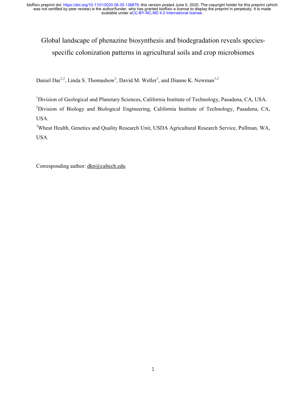 Global Landscape of Phenazine Biosynthesis and Biodegradation Reveals Species-Specific Colonization Patterns in Agricultural