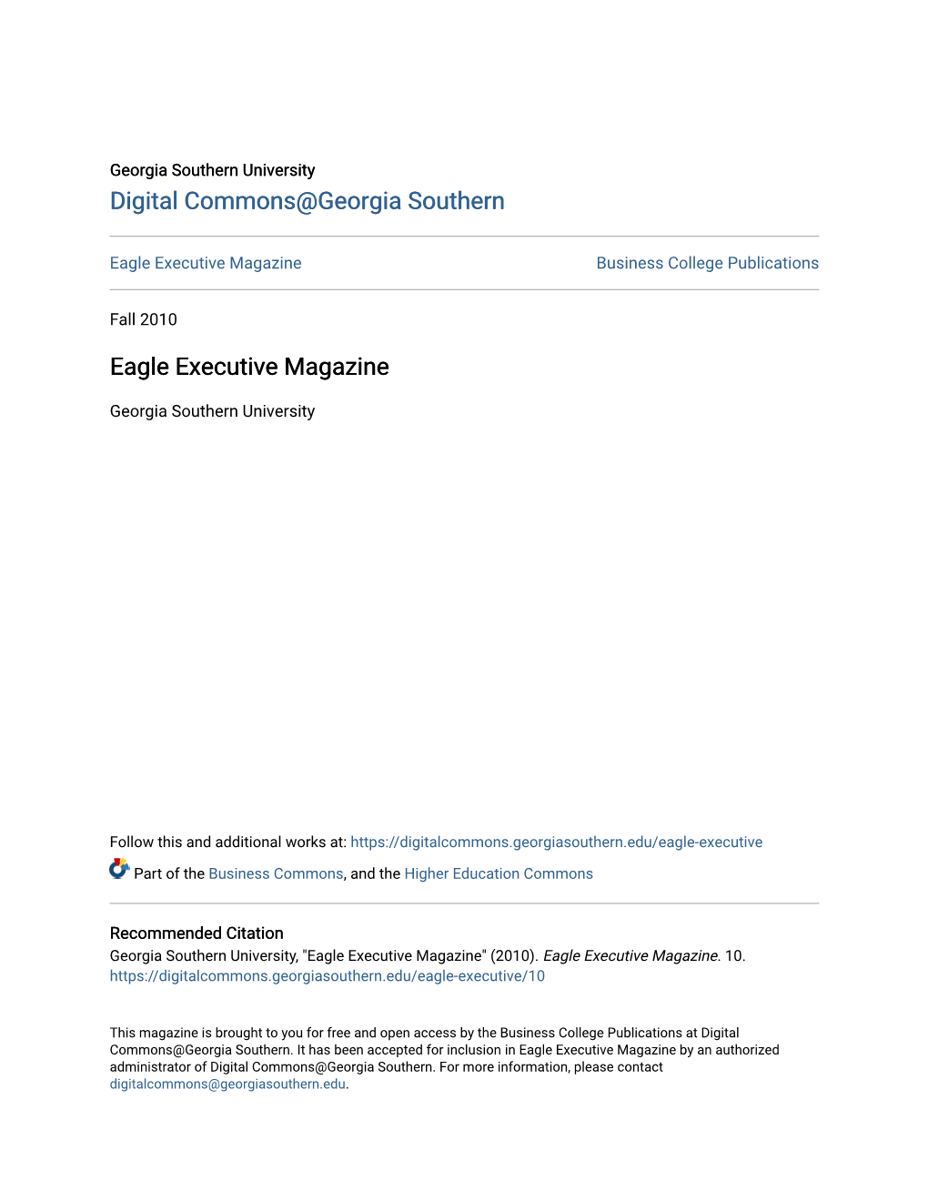 Eagle Executive Magazine Business College Publications