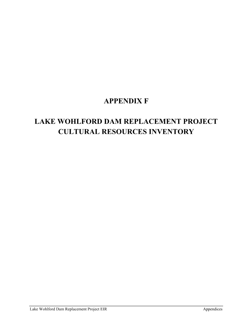 Appendix F Lake Wohlford Dam Replacement Project