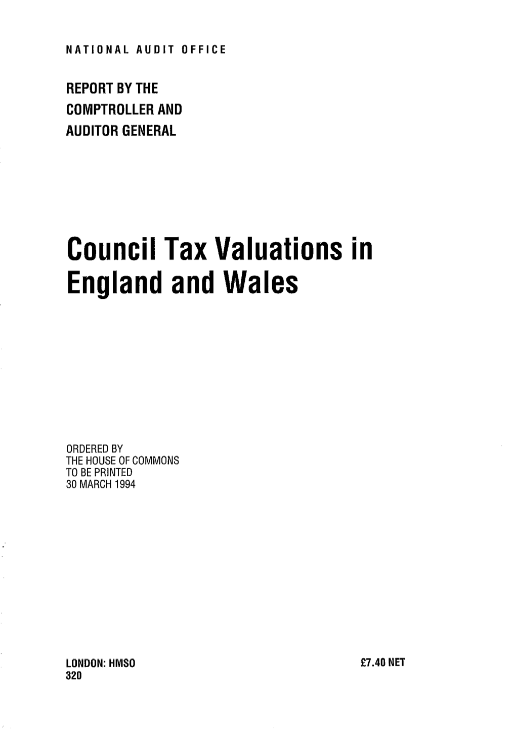 Council Tax Valuations in England and Wales