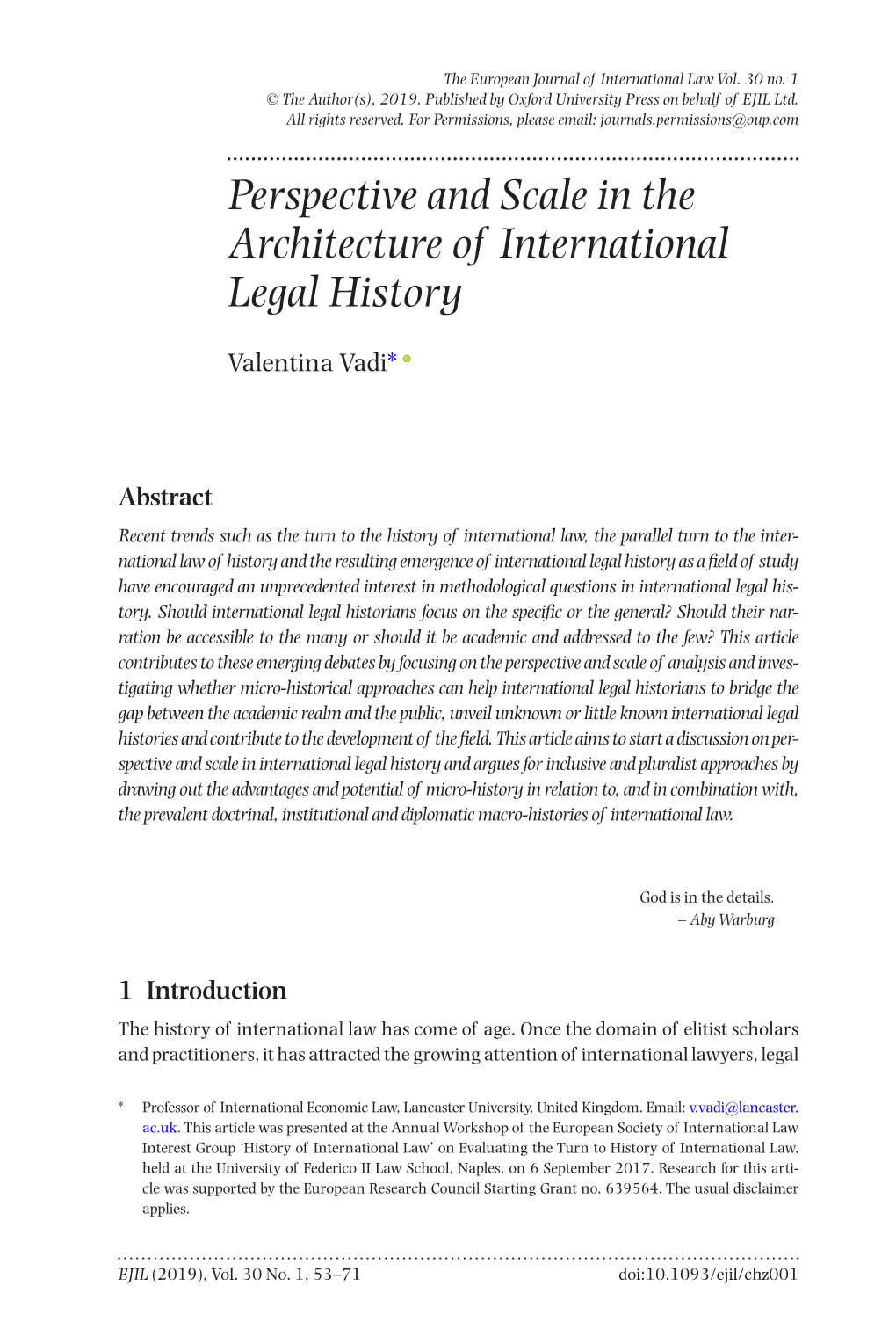 Perspective and Scale in the Architecture of International Legal History