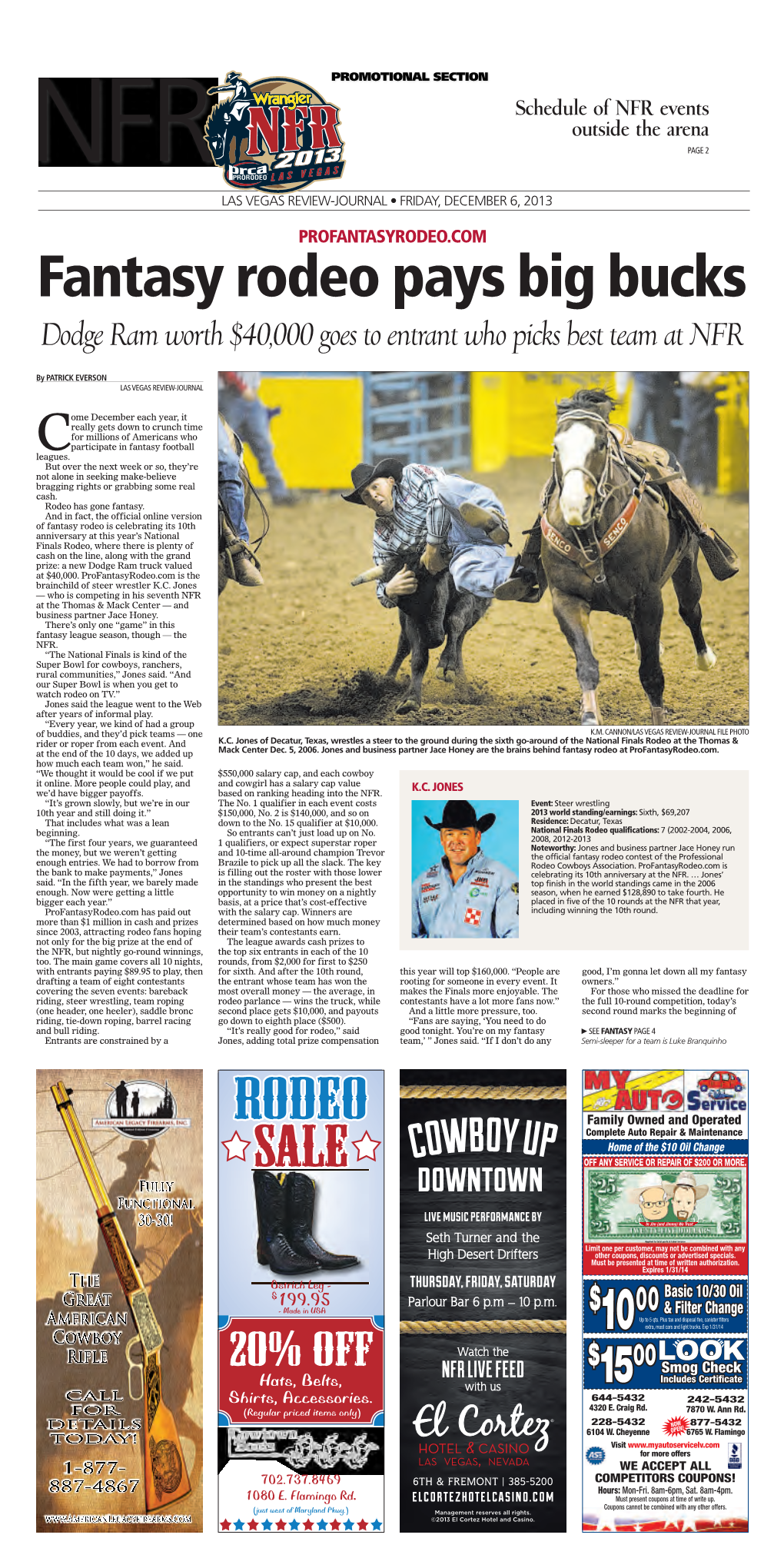 Fantasy Rodeo Pays Big Bucks Dodge Ram Worth $40,000 Goes to Entrant Who Picks Best Team at NFR