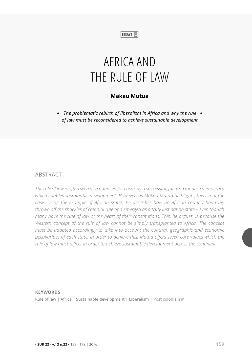 Africa and the Rule of Law