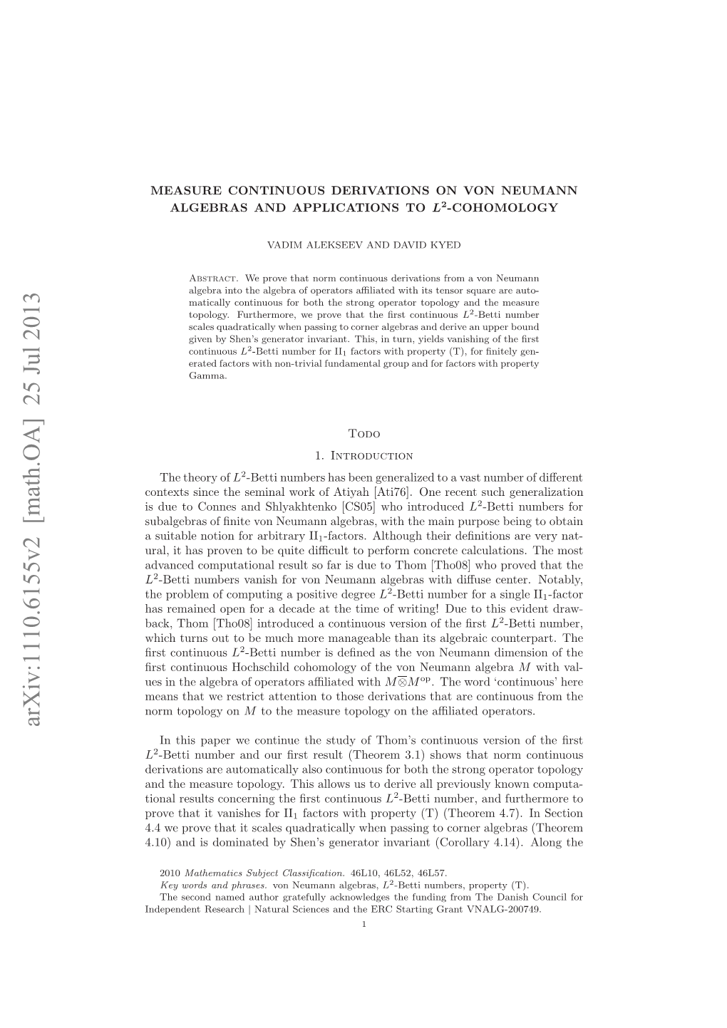 Measure Continuous Derivations on Von Neumann Algebras And