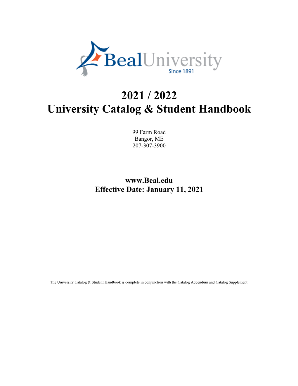 2021 / 2022 University Catalog & Student Handbook