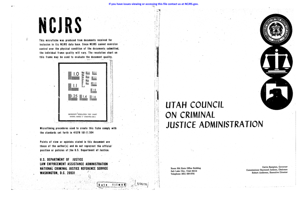 UTAH Council on C'riminal JUSTICE ADMINISTRATION