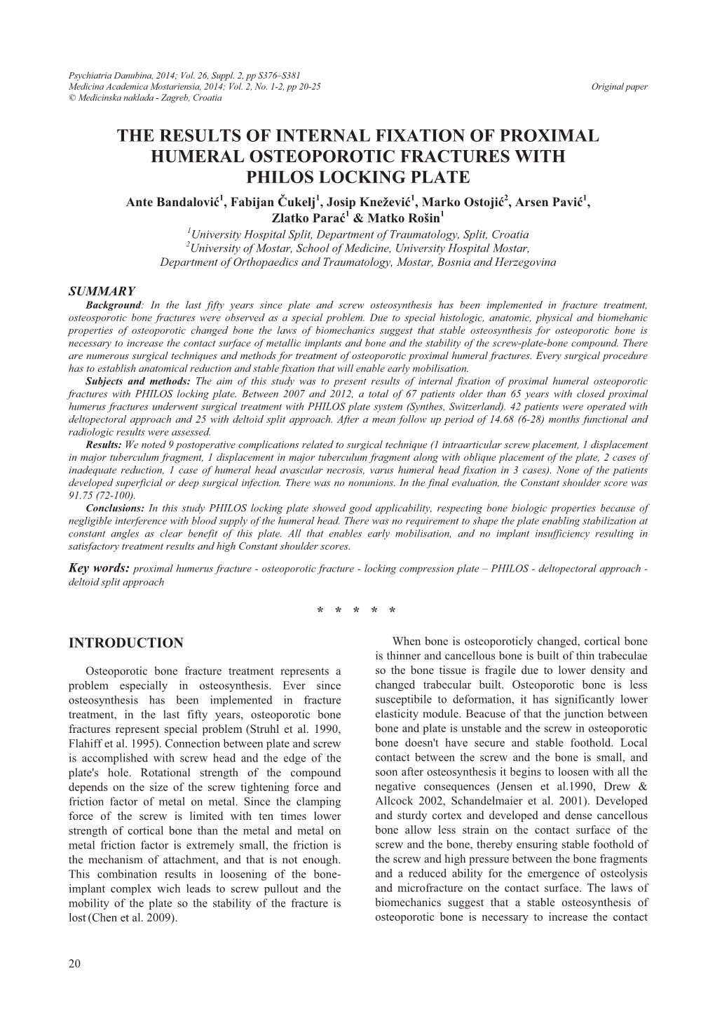 The Results of Internal Fixation of Proximal