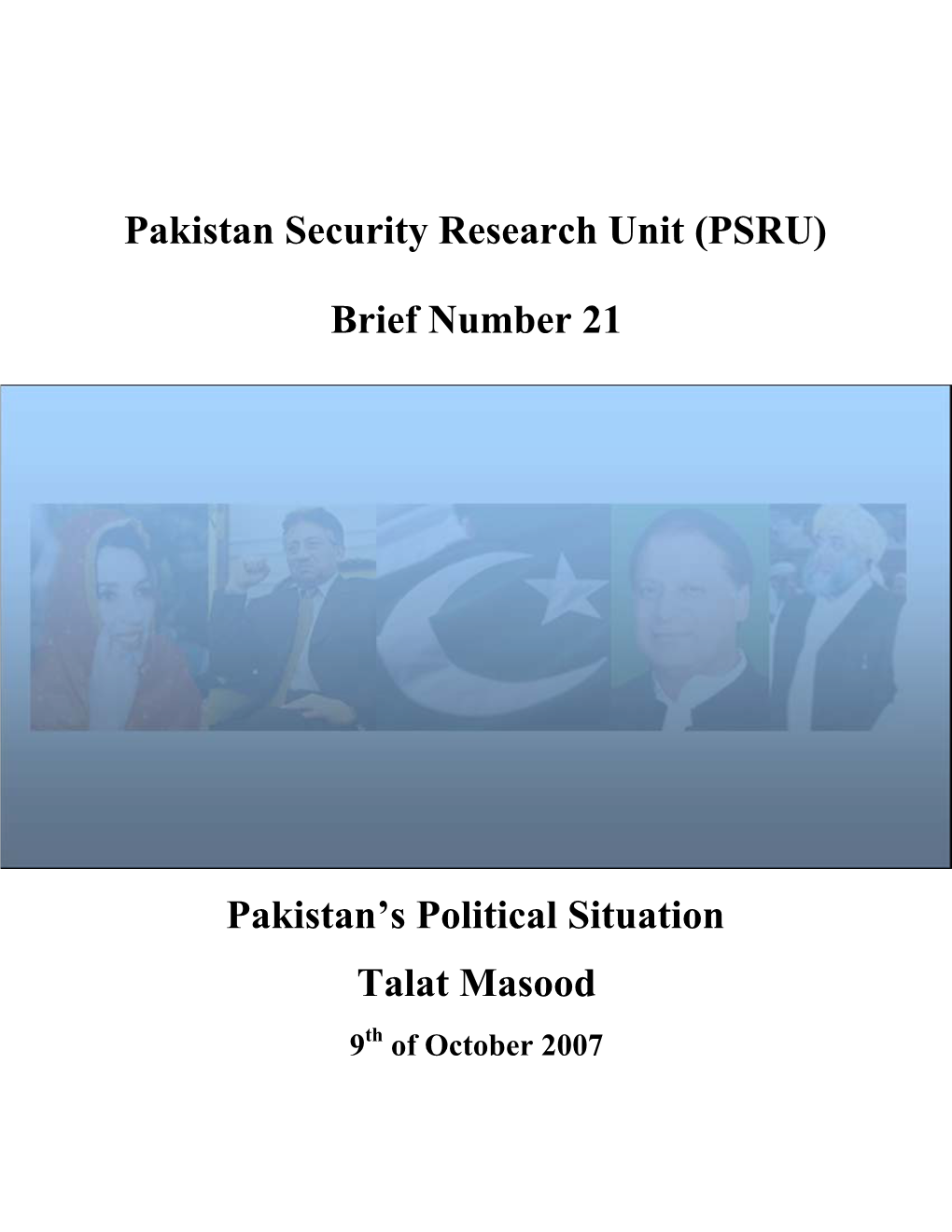 Pakistan Security Research Unit (PSRU)