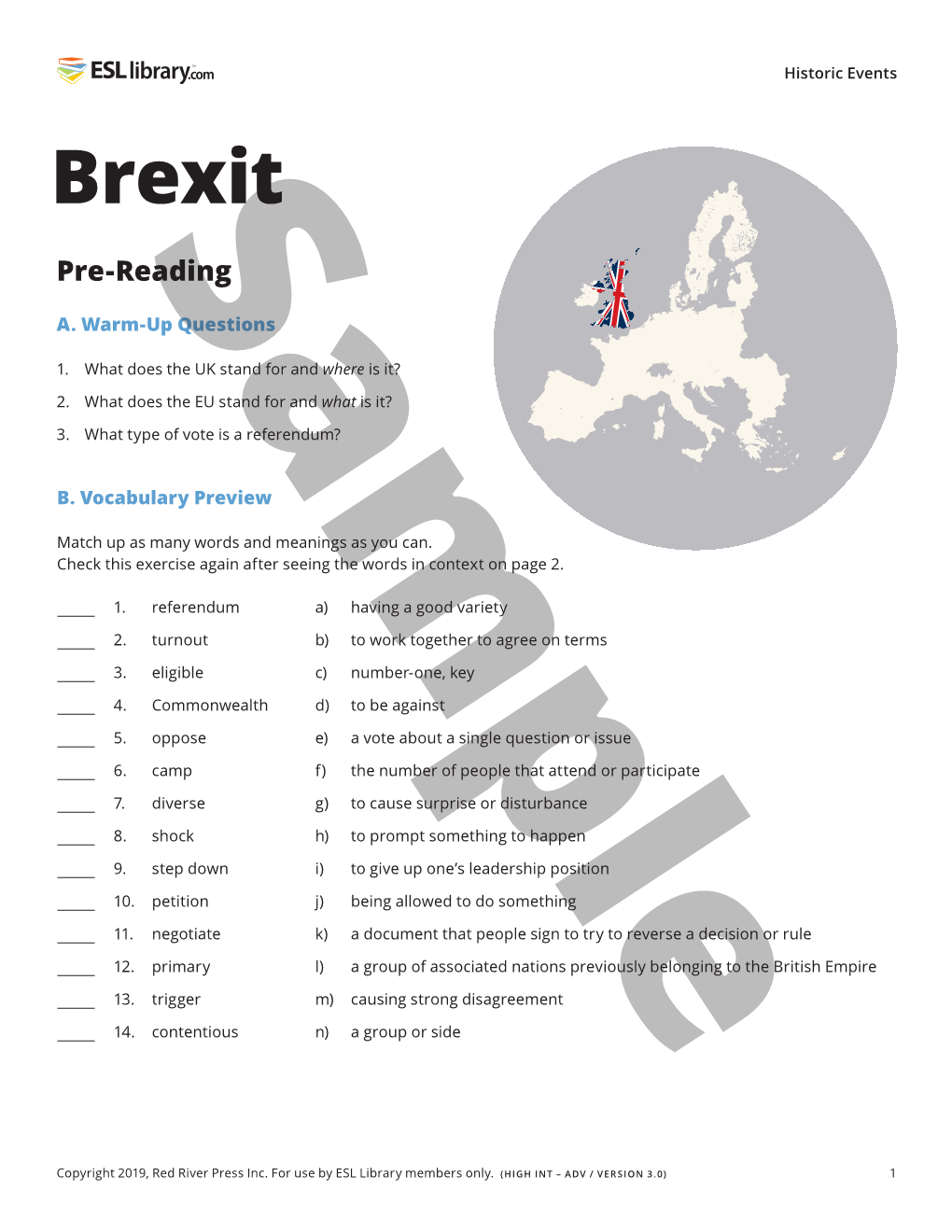 SAMPLE – Brexit – Historic Events – ESL Library