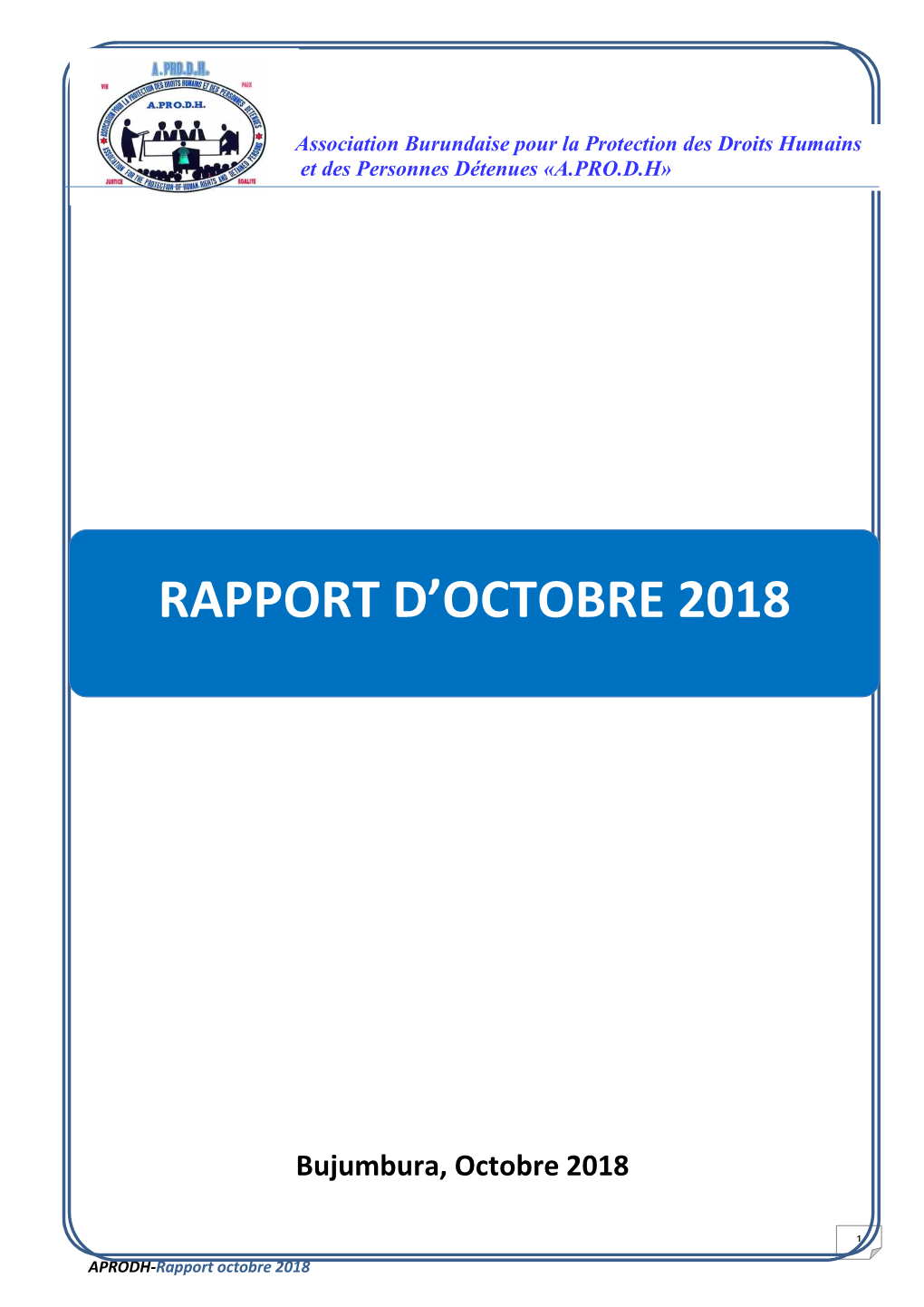 Rapport D'octobre 2018