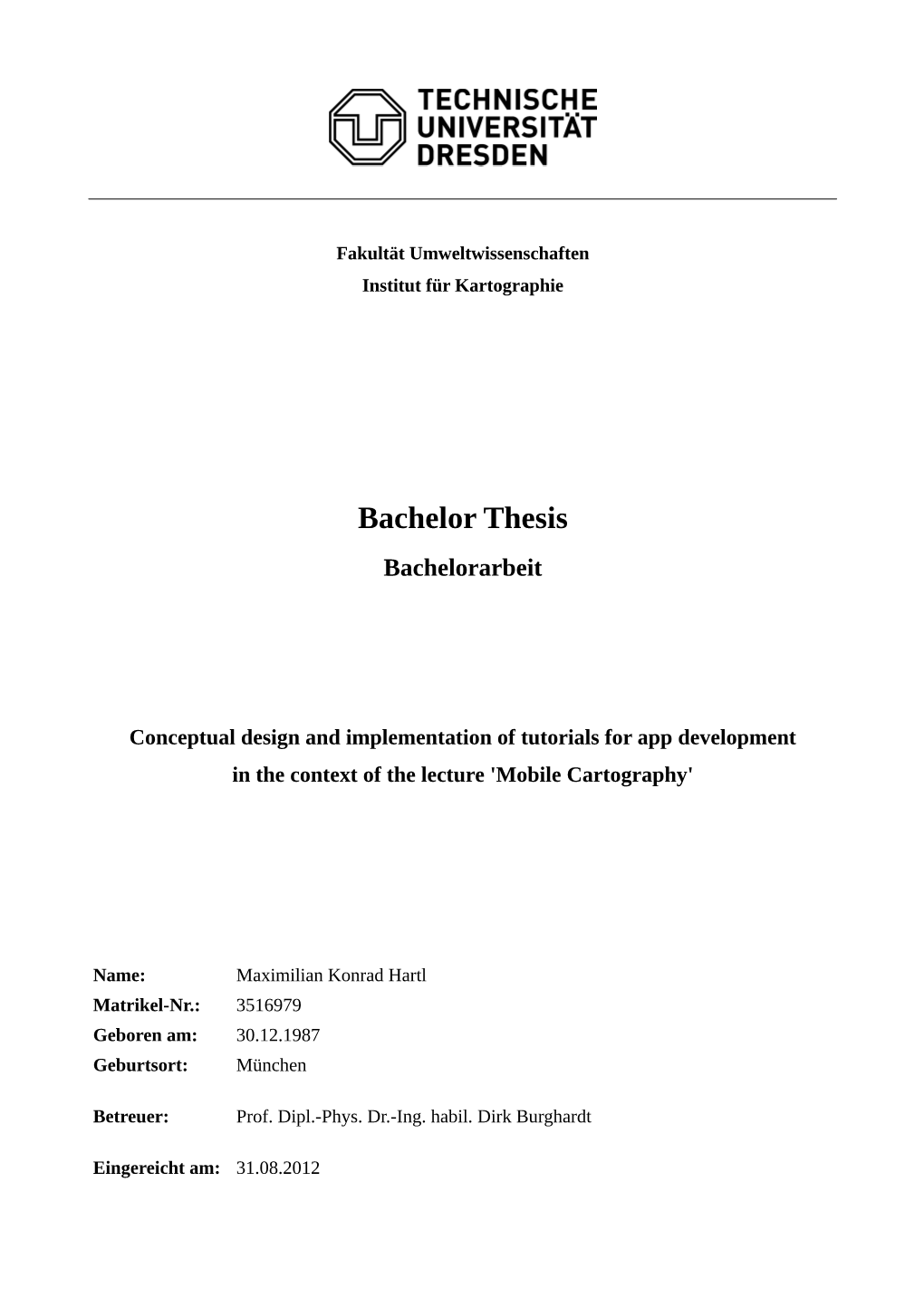 Bachelor Thesis Bachelorarbeit