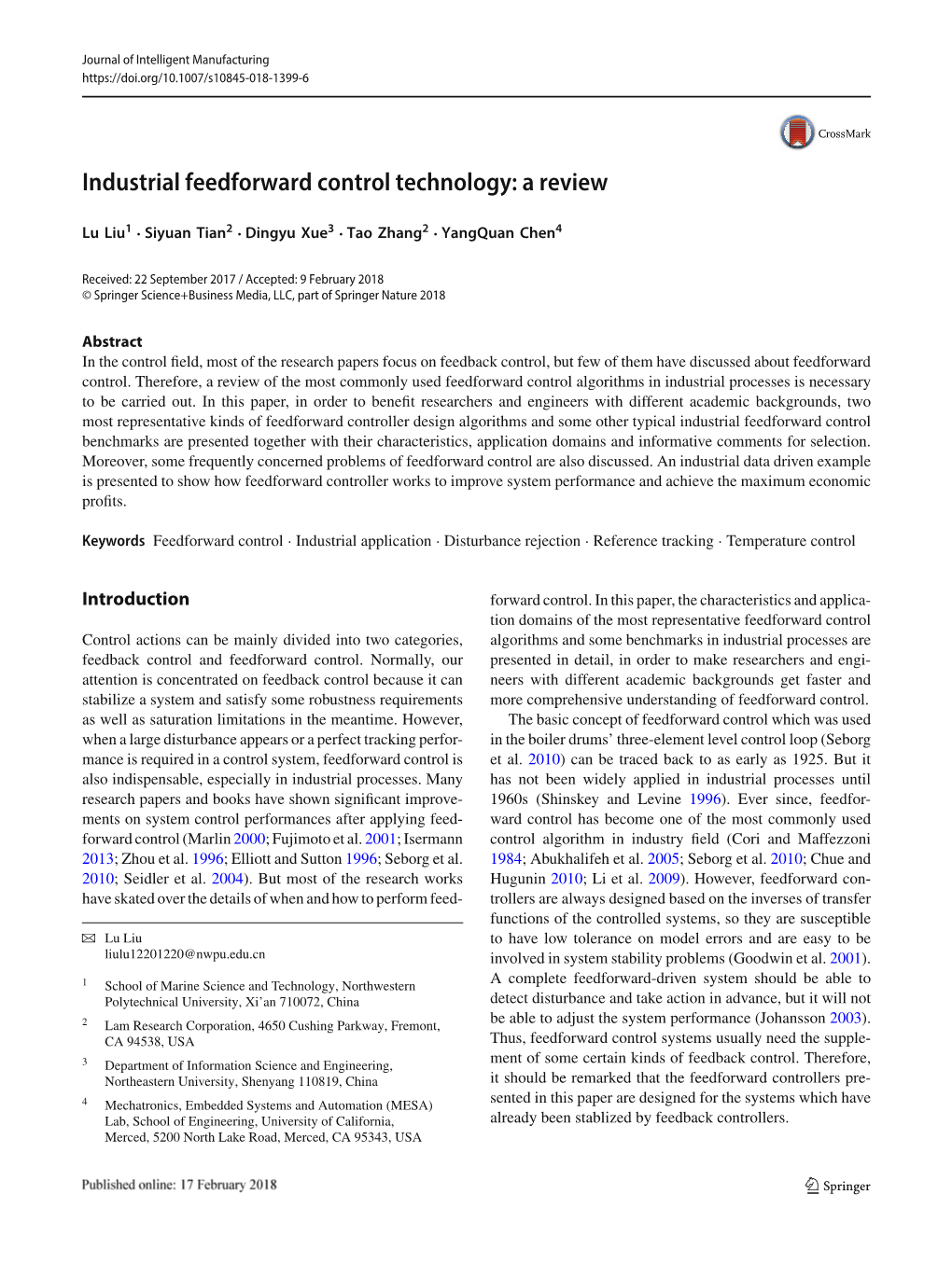 Industrial Feedforward Control Technology: a Review