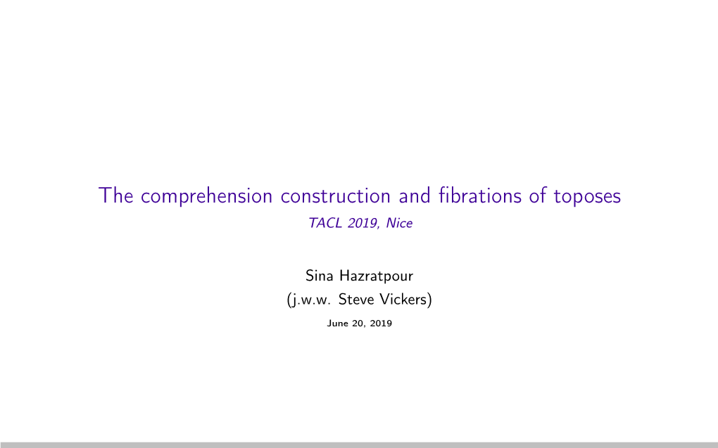 The Comprehension Construction and Fibrations of Toposes