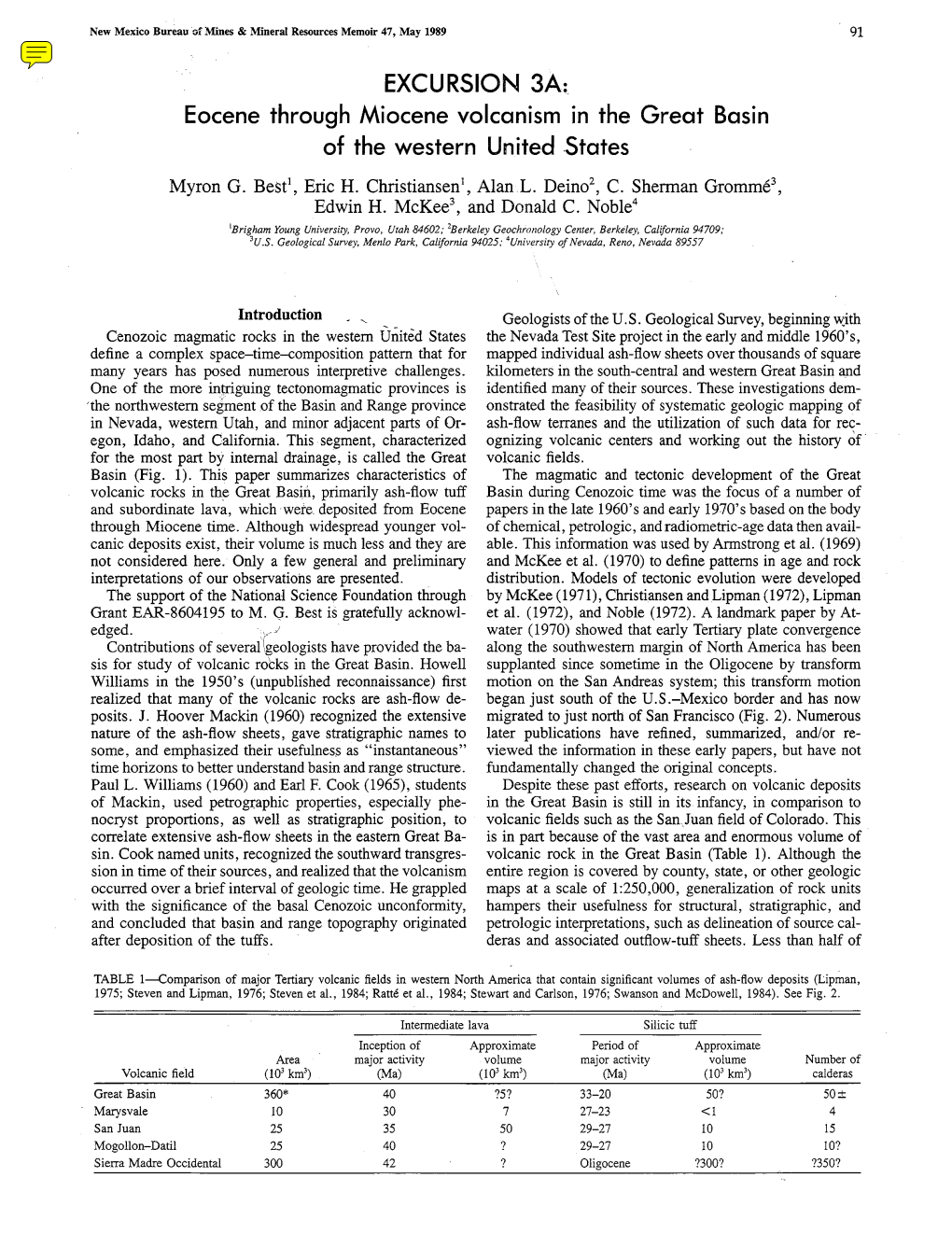 Eocene Through Miocene Volcanism in the Great Basin of the Western United States