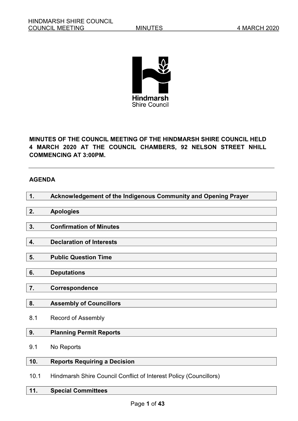 Hindmarsh Shire Council Council Meeting Minutes 4