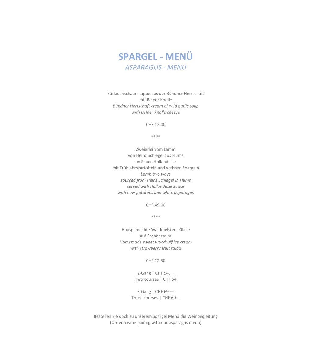 Spargel - Menü Asparagus - Menu