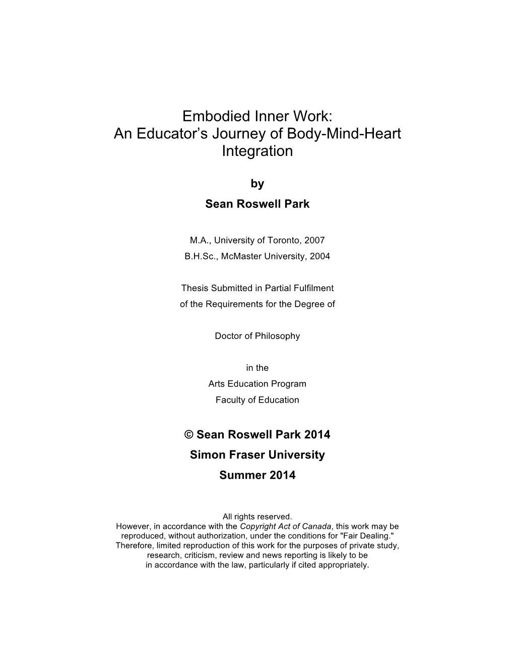 Embodied Inner Work: an Educator's Journey of Body-Mind-Heart