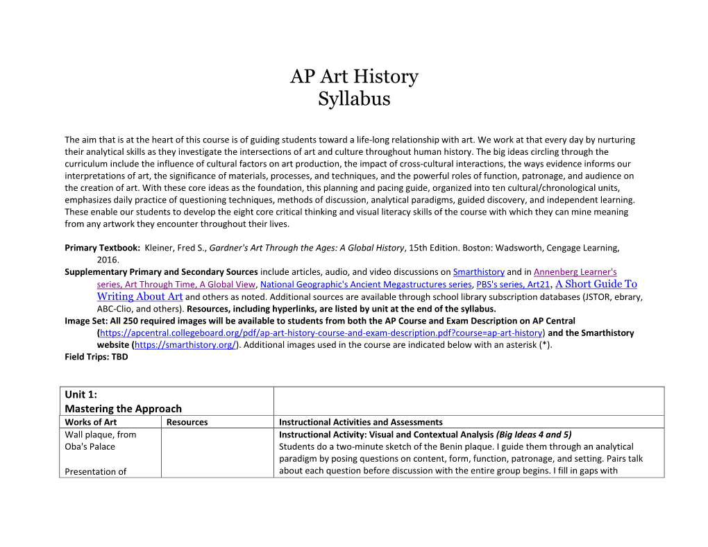 AP Art History Syllabus