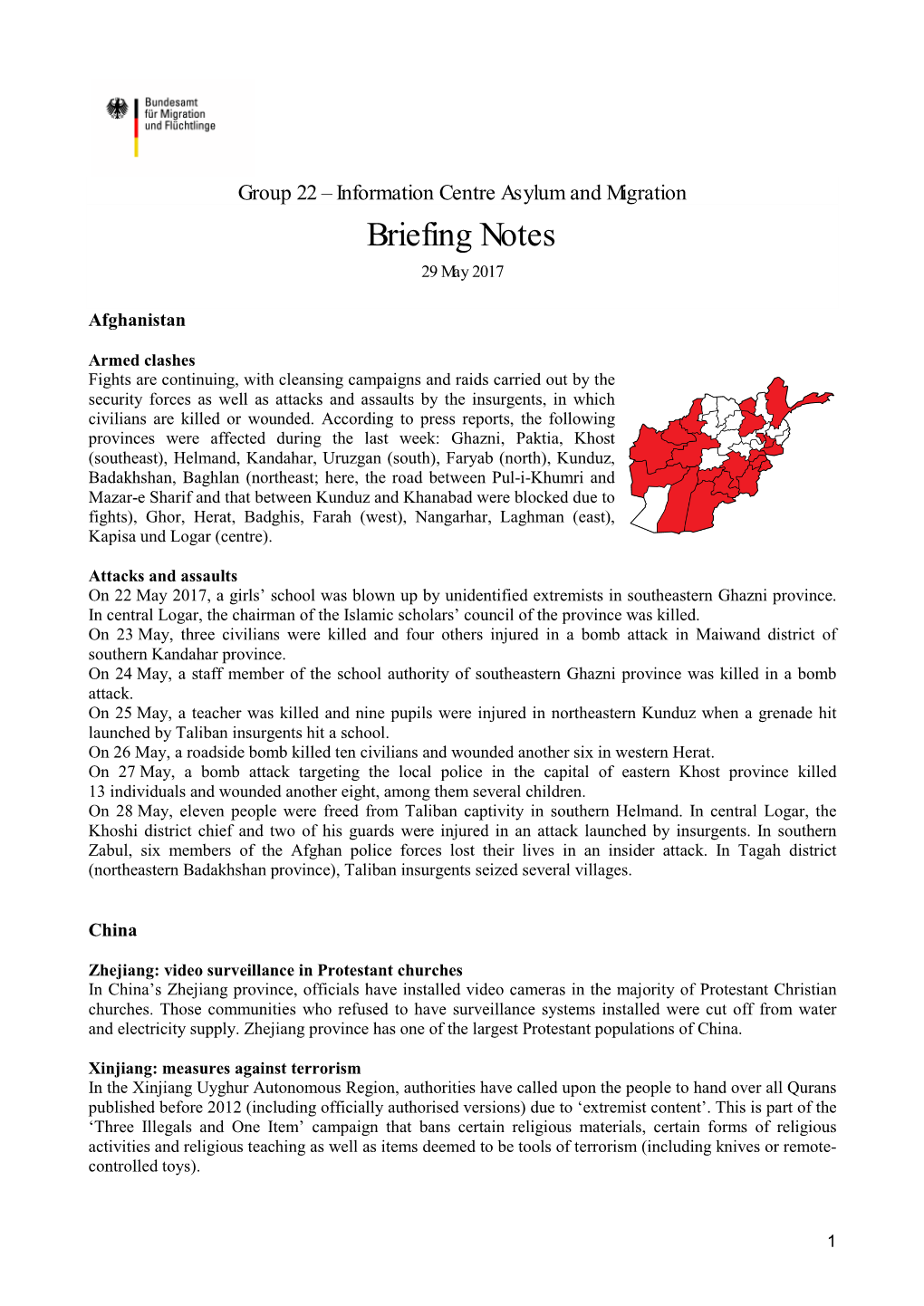 Briefing Notes 29 May 2017