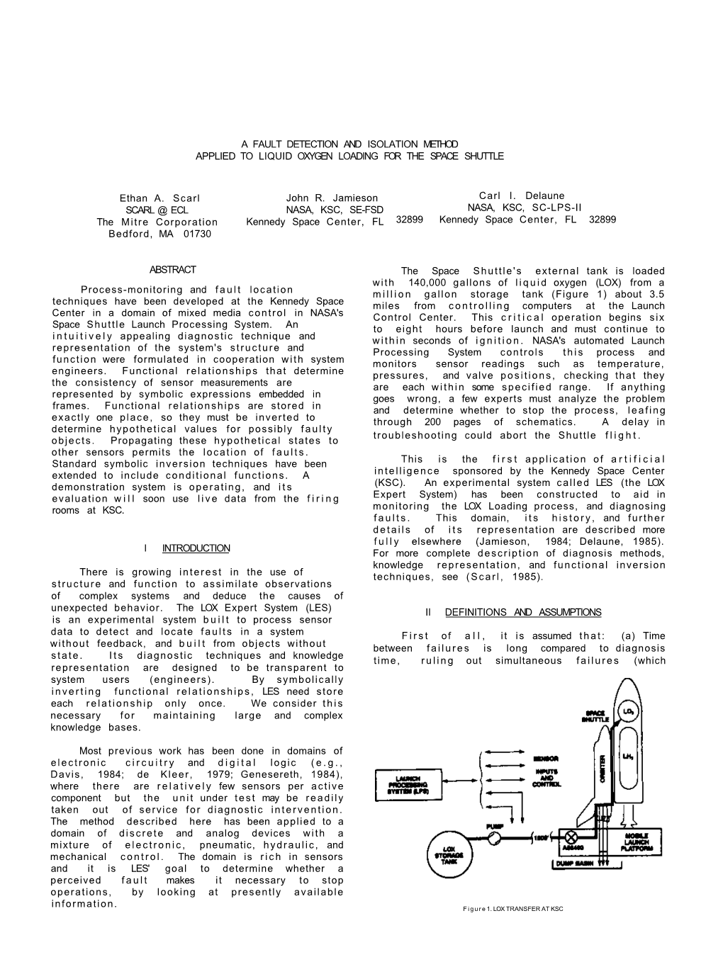 A Fault Detection and Isolation Method Applied to Liquid Oxygen Loading for the Space Shuttle