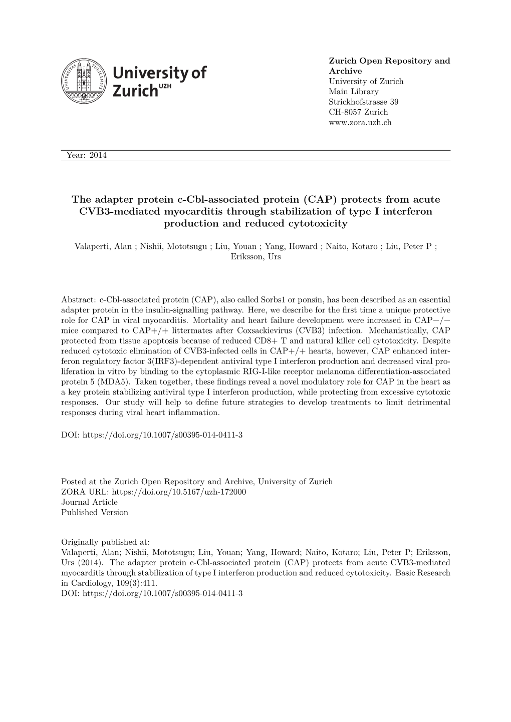 The Adapter Protein C-Cbl-Associated Protein